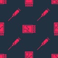 Set Syringe and Open matchbox and matches on seamless pattern. Vector. Royalty Free Stock Photo