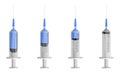 Set of 4 syringes with different filled of vaccine Royalty Free Stock Photo