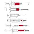 Set of syringes for injection with blood. Vector medical syringe icon set Royalty Free Stock Photo