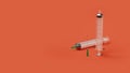 set of syringes with a needle on a red backgroun Royalty Free Stock Photo