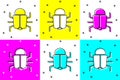 Set System bug concept icon isolated on color background. Code bug concept. Bug in the system. Bug searching. Vector Royalty Free Stock Photo