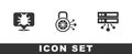 Set System bug, Cyber security and Server, Data, Web Hosting icon. Vector Royalty Free Stock Photo