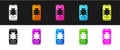 Set System bug on mobile icon isolated on black and white background. Code bug concept. Bug in the system. Bug searching Royalty Free Stock Photo