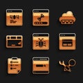 Set System bug, Search engine, Debugging, Clipboard with checklist, Keyboard, Web development and Page 404 error icon Royalty Free Stock Photo