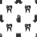 Set T-shirt, Rubber gloves and Broken tooth on seamless pattern. Vector