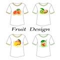 Set of t-shirts with color fruit print. Royalty Free Stock Photo