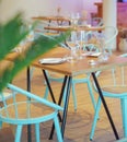 Set of table and four chairs of a restaurant ready to serve Royalty Free Stock Photo