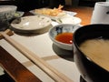 A Set Table in Japan With Miso Soup
