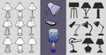 A set of table lamp icons. Stylized lamp icons and traced Royalty Free Stock Photo