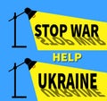 Set of table office desktop lamp and text Help Ukraine and drop shadow. Stop War slogan