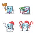 Set of tablet character with judge book Santa candy