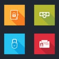 Set Tablet with closed padlock, Password protection, Lock and check mark and Identification badge icon. Vector