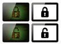 Set of Tablet PCs with lock on its screen, isolated on transparent background, internet security concepts Royalty Free Stock Photo