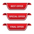 Set of tags ribbons. Best offer, special offer, final offer Royalty Free Stock Photo