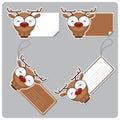 Set of tags and stickers with cartoon deer. Royalty Free Stock Photo