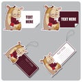Set of tags and stickers with cartoon hamsters. Royalty Free Stock Photo