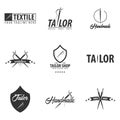 Set of Tailor, sewing, handmade logos or emblems. Vector illustration. Royalty Free Stock Photo