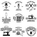 Set of tailor shop emblems. Design elements for logo, label, sign, badge Royalty Free Stock Photo