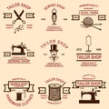 Set of tailor shop emblems. Design elements for logo, label, sign, badge Royalty Free Stock Photo