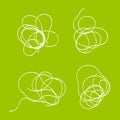 Set of tangled threads. Outline abstract scrawl sketch. Vector illustration of chaotic doodle shapes. EPS 10 Royalty Free Stock Photo