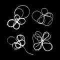 Set of tangled threads. Thread scribble petals, flower, spot. Outline abstract sketch. Chaotic doodle shapes. EPS 10