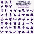 Set of Tangram Puzzle. Columbus Egg. Royalty Free Stock Photo