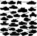 Set of tanks silhouettes