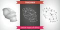 Tanzania set of grey and silver mosaic 3d polygonal maps. Graphic vector triangle geometry outline shadow perspective maps