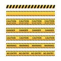 Set of tapes for fencing the territory with warning signs