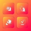 Set Target, Chess, Hand holding Earth globe and Rocket ship icon. Vector Royalty Free Stock Photo