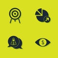 Set Target, Eye with dollar, Startup project concept and Financial growth icon. Vector Royalty Free Stock Photo