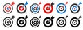 Set target flat icons, archery target with arrow isolated, goal symbol collection, victory sign, darts bullseye logo Royalty Free Stock Photo