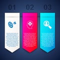 Set Target, Head hunting and Magnifying glass for search. Business infographic template. Vector