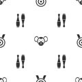 Set Target, Monkey and Bowling pin on seamless pattern. Vector Royalty Free Stock Photo