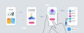 Set of Target path, Student and Creative idea line icons. For design. Vector