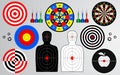 Set of target, shooting range, dart board. Royalty Free Stock Photo