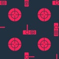 Set Target sport and Door handle on seamless pattern. Vector