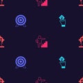 Set Target, , Stair with finish flag and on seamless pattern. Vector Royalty Free Stock Photo