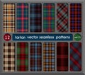 Set Tartan Seamless Pattern Background