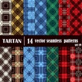 Set tartan seamless pattern in different colors. Royalty Free Stock Photo