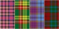 Set of tartan traditional ornament repeatable pattern, textile texture from plaid, tablecloths, shirts, clothes, dresses, bedding Royalty Free Stock Photo