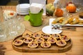 set of tartlets with pate and cranberry berries