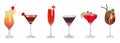 Set of tasty alcoholic cocktails on background. Banner design