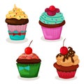 Set of tasty cupcake