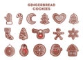 Set of tasty delicious gingerbread cookie for christmas