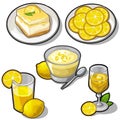 Set of tasty dishes made from lemon