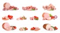 Set of tasty hams Royalty Free Stock Photo