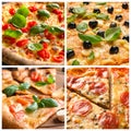 Set of tasty Italian pizzas, closeup