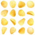 Set of tasty ridged potato chips