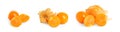 Set with tasty ripe physalis fruits on white background. Banner design Royalty Free Stock Photo